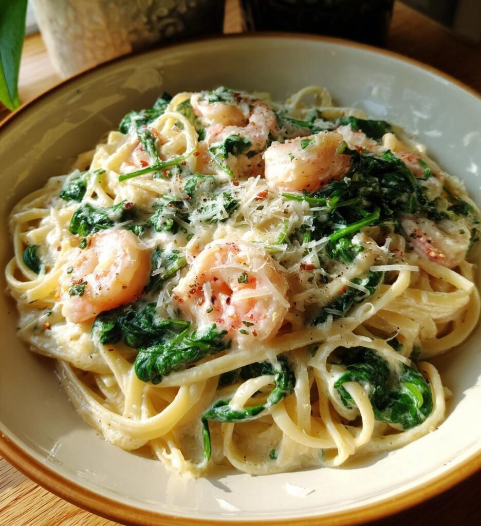 Creamy Shrimp and Spinach Pasta