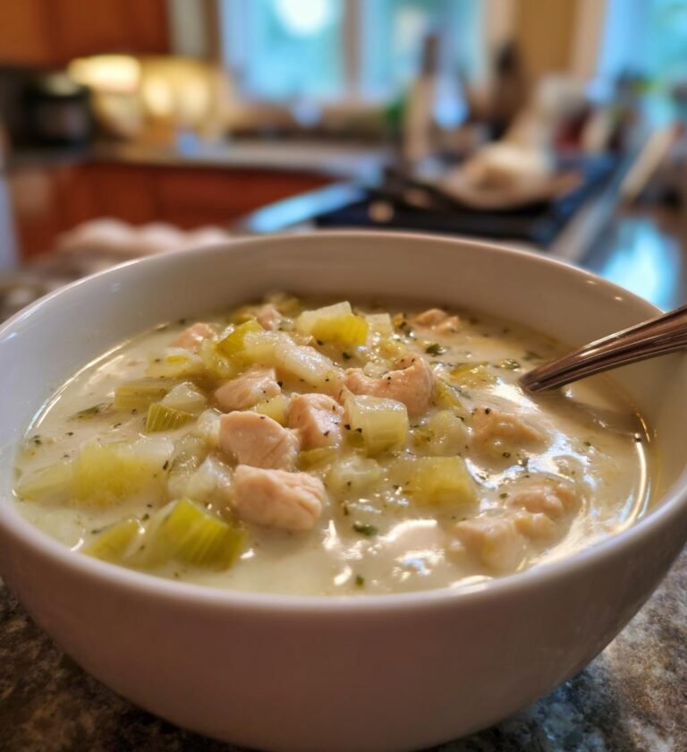creamy leek and chicken soup