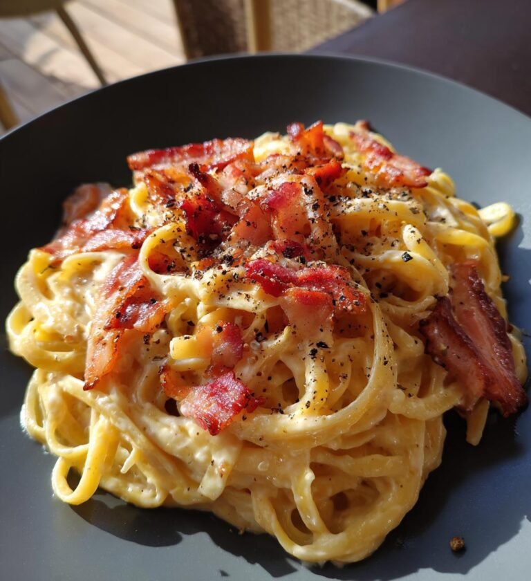 creamy carbonara with bacon recipe