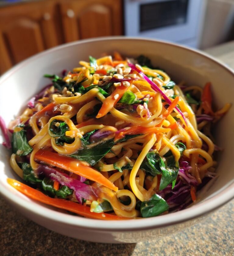 asian noodle salad with peanut dressing