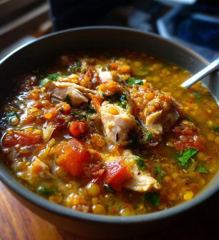 slow cooker chicken and lentil soup
