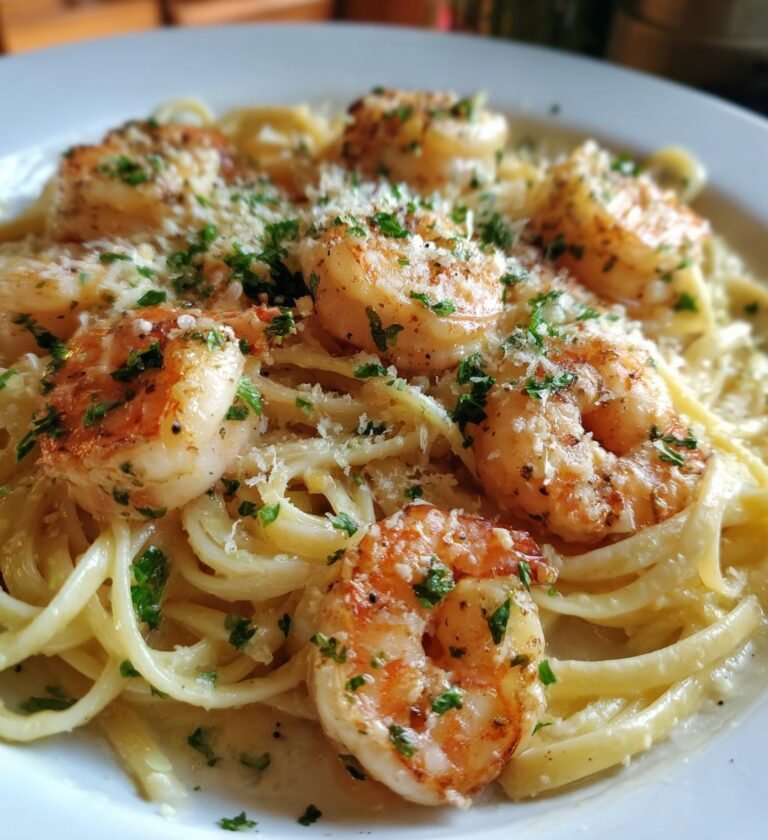 creamy garlic shrimp pasta